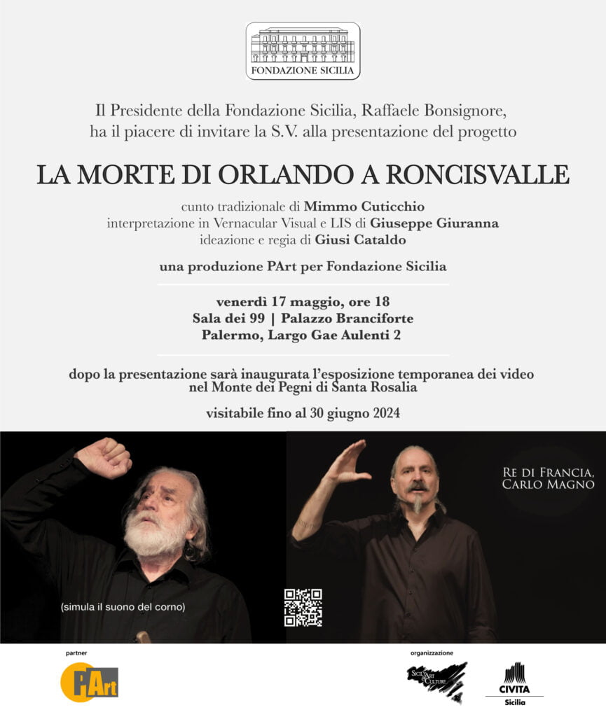 Il "Cunto della Morte di Orlando a Roncisvalle": l'innovazione diventa inclusione per i sordi - Be Sicily Mag - invito cunto