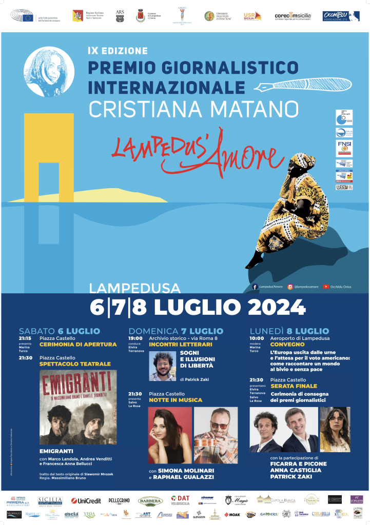 "Lampedus'Amore", presentata l'edizione 2024: ospiti Patrick Zaki e Ficarra e Picone - Be Sicily Mag - Manifesto 2024 721x1024 1