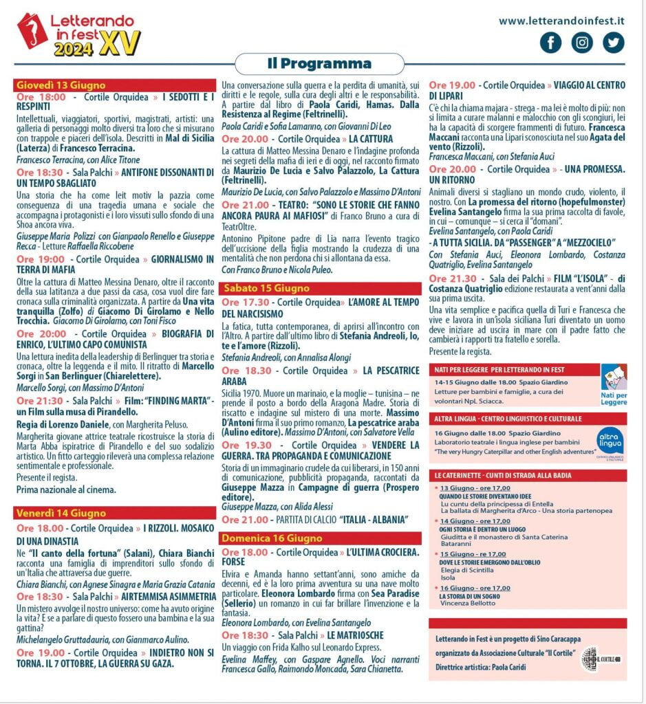 Letterando in Fest 2024: la XV edizione a Sciacca dal 13 al 16 Giugno 4 Letterando in Fest 2024: la XV edizione a Sciacca dal 13 al 16 Giugno - Be Sicily Mag - WhatsApp Image 2024 06 13 at 16.07.54