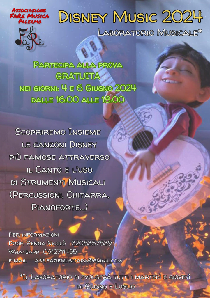 Disney Music 2024: al via il laboratorio musicale di FaRe Musica Palermo, 2 lezioni gratuite 2 Disney Music 2024: al via il laboratorio musicale di FaRe Musica Palermo, 2 lezioni gratuite - Be Sicily Mag - image 1