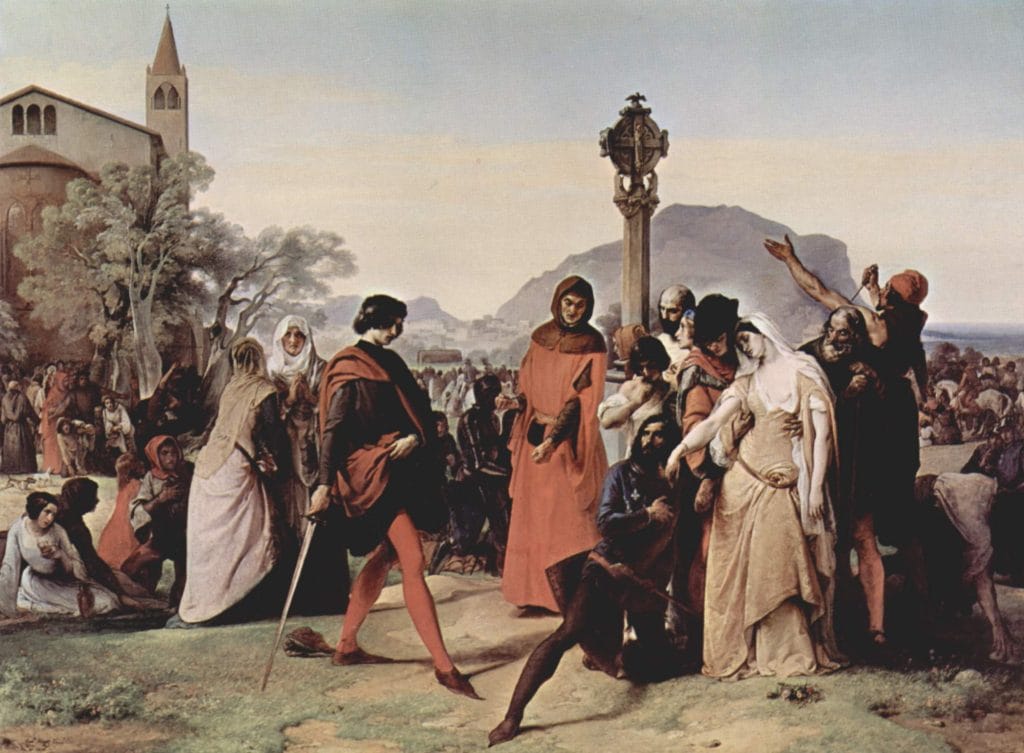 Vespri Siciliani: il curioso ruolo dei ceci nella rivolta del 1282 contro gli Angioini 3 "I Vespri siciliani" di Francesco Hayez (1846)