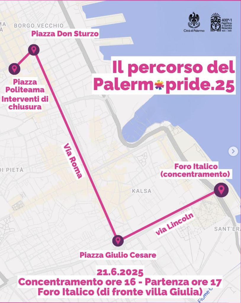 Palermo Pride 2025: il corteo, la piazza e la musica che accende l’orgoglio 2 Palermo Pride 2025: il corteo, la piazza e la musica che accende l’orgoglio - Be Sicily Mag - Screenshot 2025 06 18 alle 08.43.41