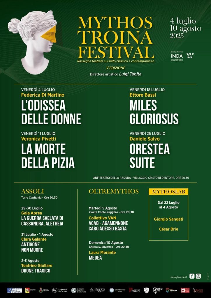 Mythos Troina Festival: il mito classico e contemporaneo in 9 spettacoli, protagonisti Veronica Pivetti ed Ettore Bassi - Be Sicily Mag - mythos troina festival