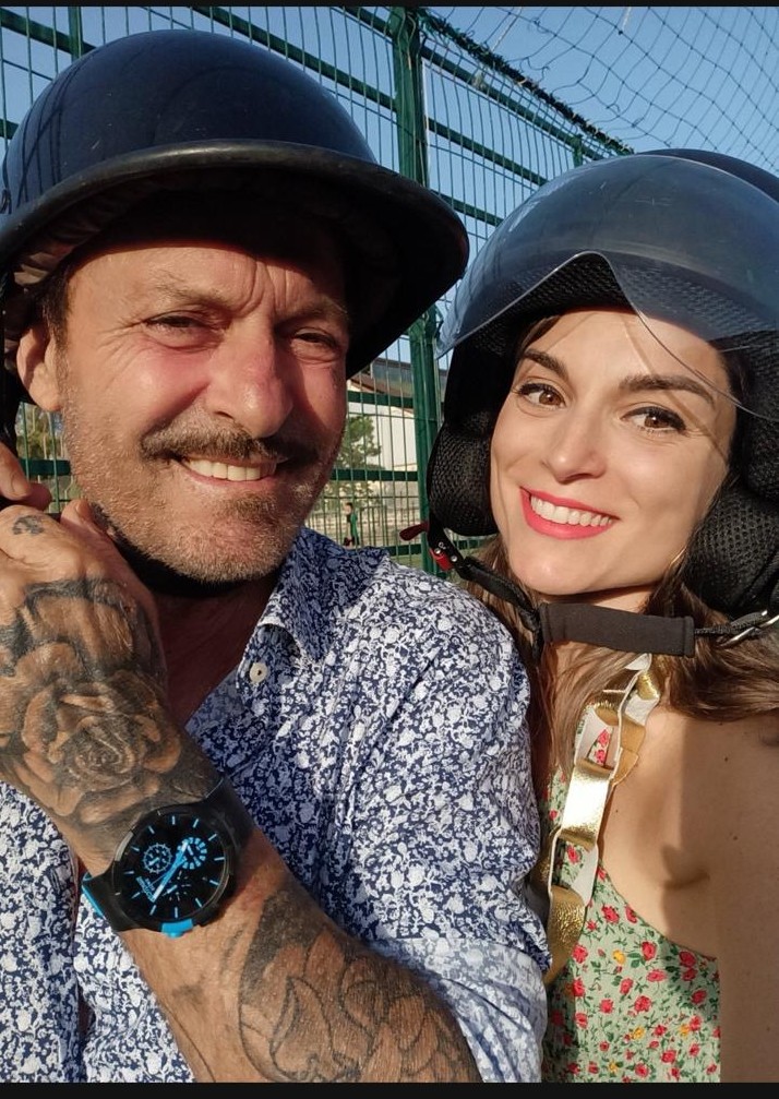 Totò Schillaci con la figlia in moto