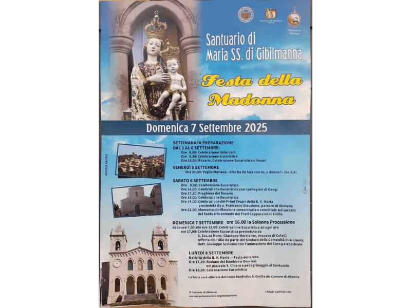 La Festa della Madonna di Gibilmanna - Be Sicily Mag - Locandina delle celebrazioni 2025
