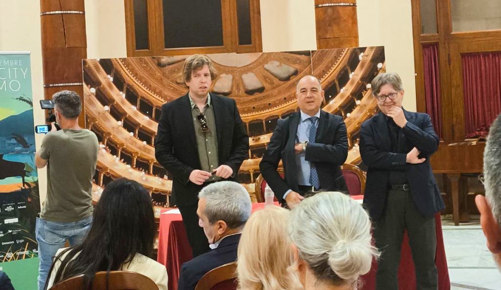 Francesco Taskayali, Giampiero Cannella e Marco Betta alla conferenza di Piano City Palermo