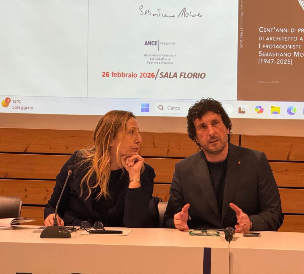 Un libro in memoria di Sebastiano Monaco, l'architetto visionario che ha cambiato il volto di Palermo - Be Sicily Mag - Il presidente dellOrdine degli Architetti con il presidente di Ance Palermo