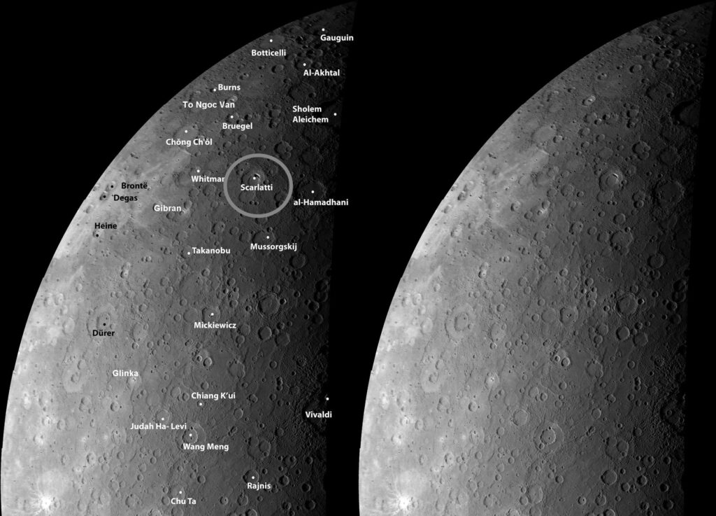 Alessandro Scarlatti, oltre la musica: il compositore siciliano che ha conquistato anche le stelle 8 Alessandro Scarlatti, oltre la musica: il compositore siciliano che ha conquistato anche le stelle - Be Sicily Mag - Craters on Mercury PIA10938 enh