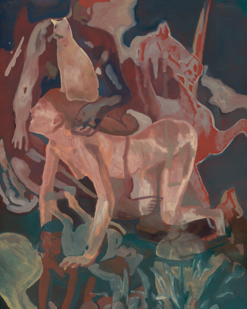 Agave e Penteo (anime antiche)2026, olio su carta 120x80