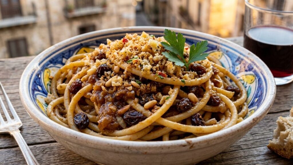 I sapori siciliani della cucina sostenibile: dai tenerumi alla rascatura 2 I sapori siciliani della cucina sostenibile: dai tenerumi alla rascatura - Be Sicily Mag - La Pasta con lAnciova e la Muddica Atturrata
